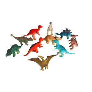 Vintage S.H. Lot of 10 Miniature Dinosaur Plastic Toys 2-Inches